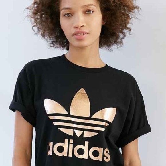 adidas Tops - Adidas Rose Gold Logo black tee size S